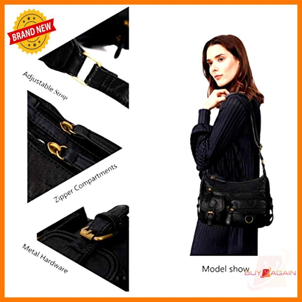 Soft PU Leather Crossbody Bag Adjustable Strap Multiple Pockets Lightweight - Picture 4 of 7